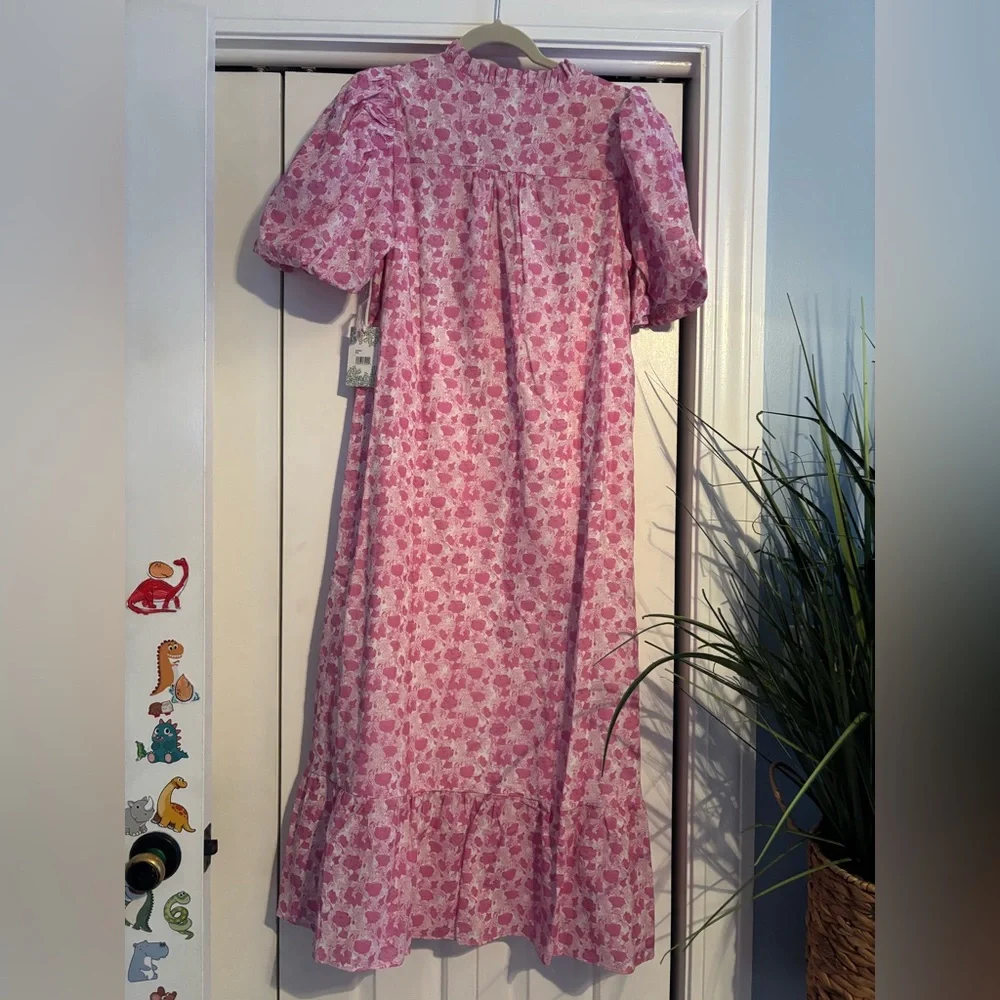 Tuckernuck Hyacinth House Pink and White Floral Mimi Midi Dress size large - Picture 4 of 12